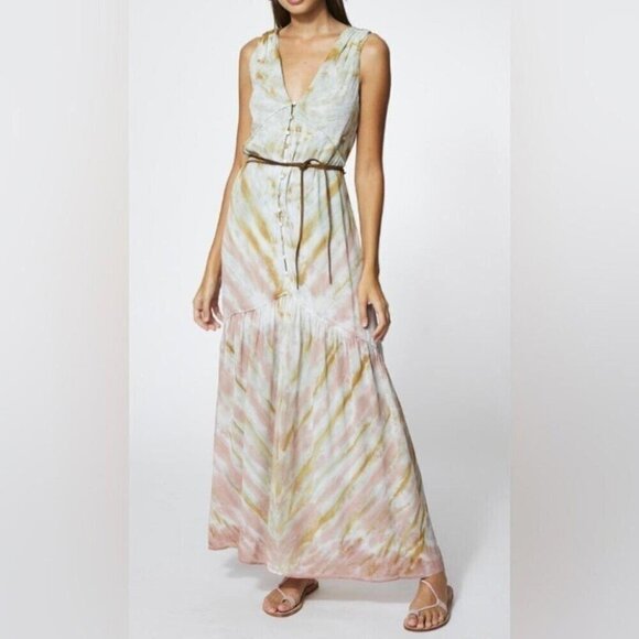 YFB Whimsical Tie-Dye Maxi Dress Medium Ethereal Button-Front Fairycore - Picture 1 of 12